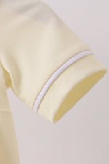 Yellow cross embroidery peter pan collar bubble