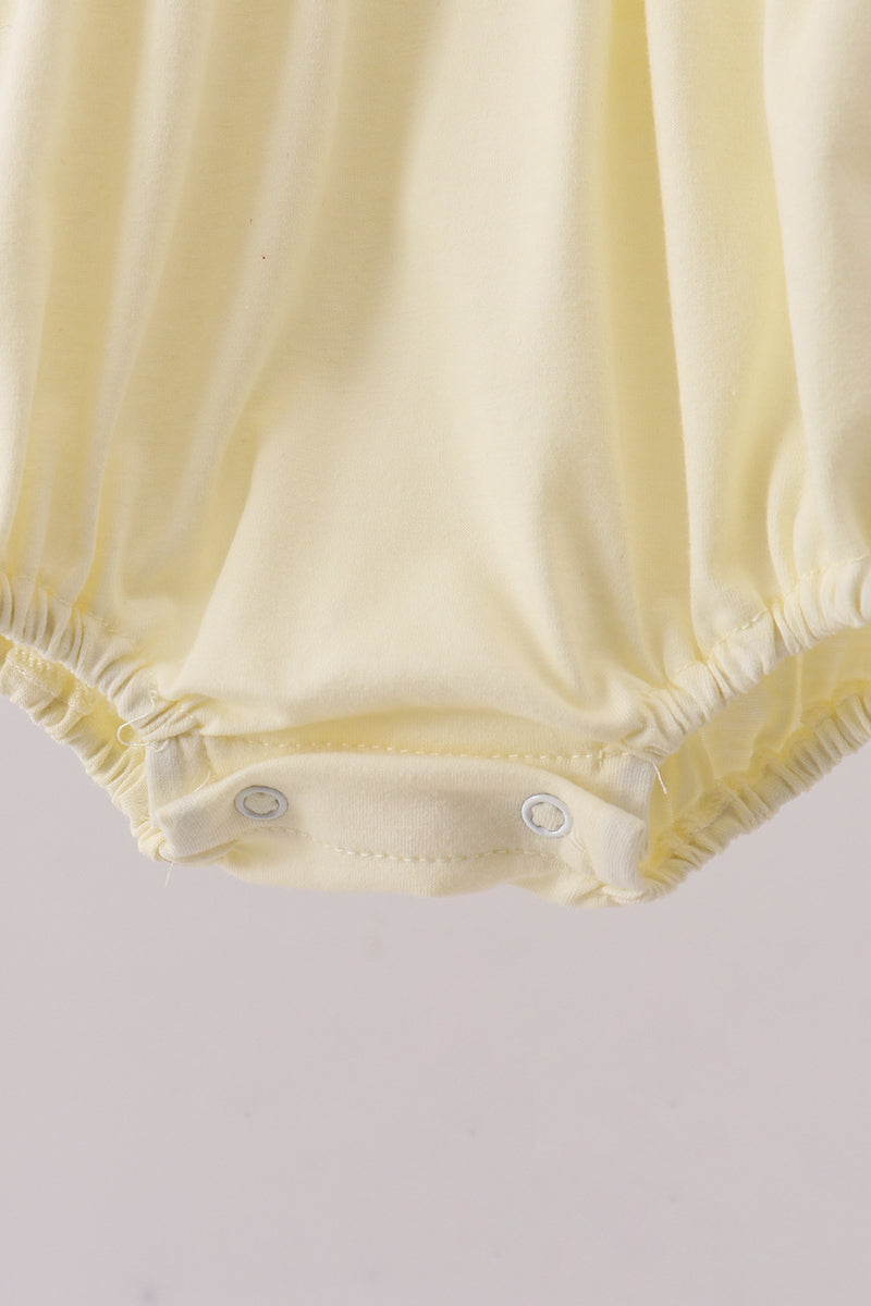 Yellow cross embroidery peter pan collar bubble