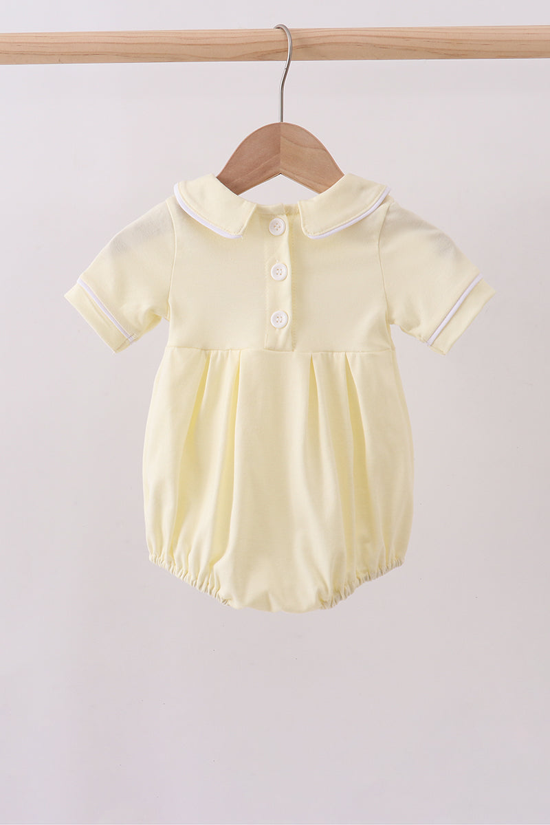 Yellow cross embroidery peter pan collar bubble