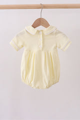 Yellow cross embroidery peter pan collar bubble