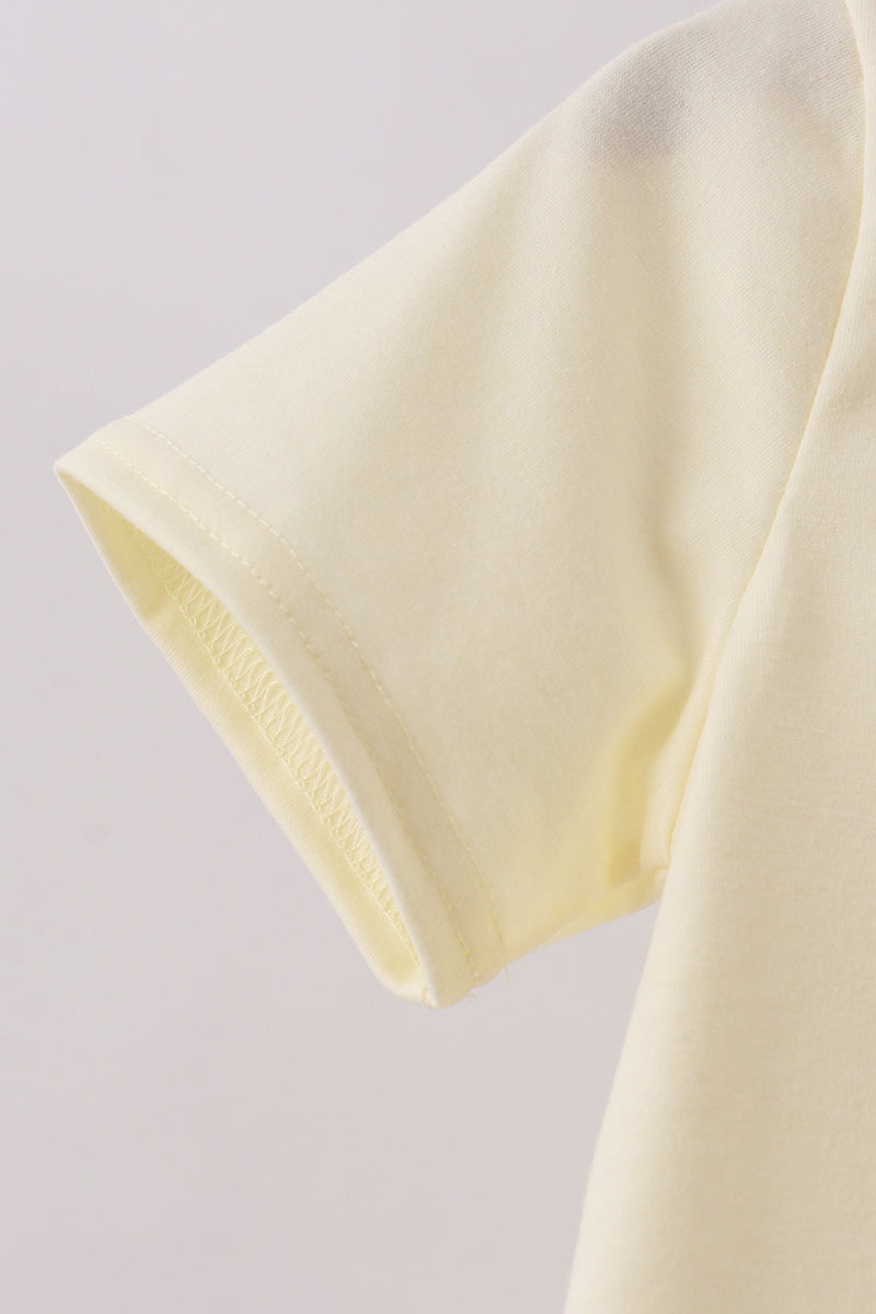 Yellow cross embroidery top