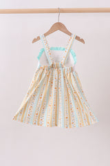 Floral bunny embroidery ruffle dress