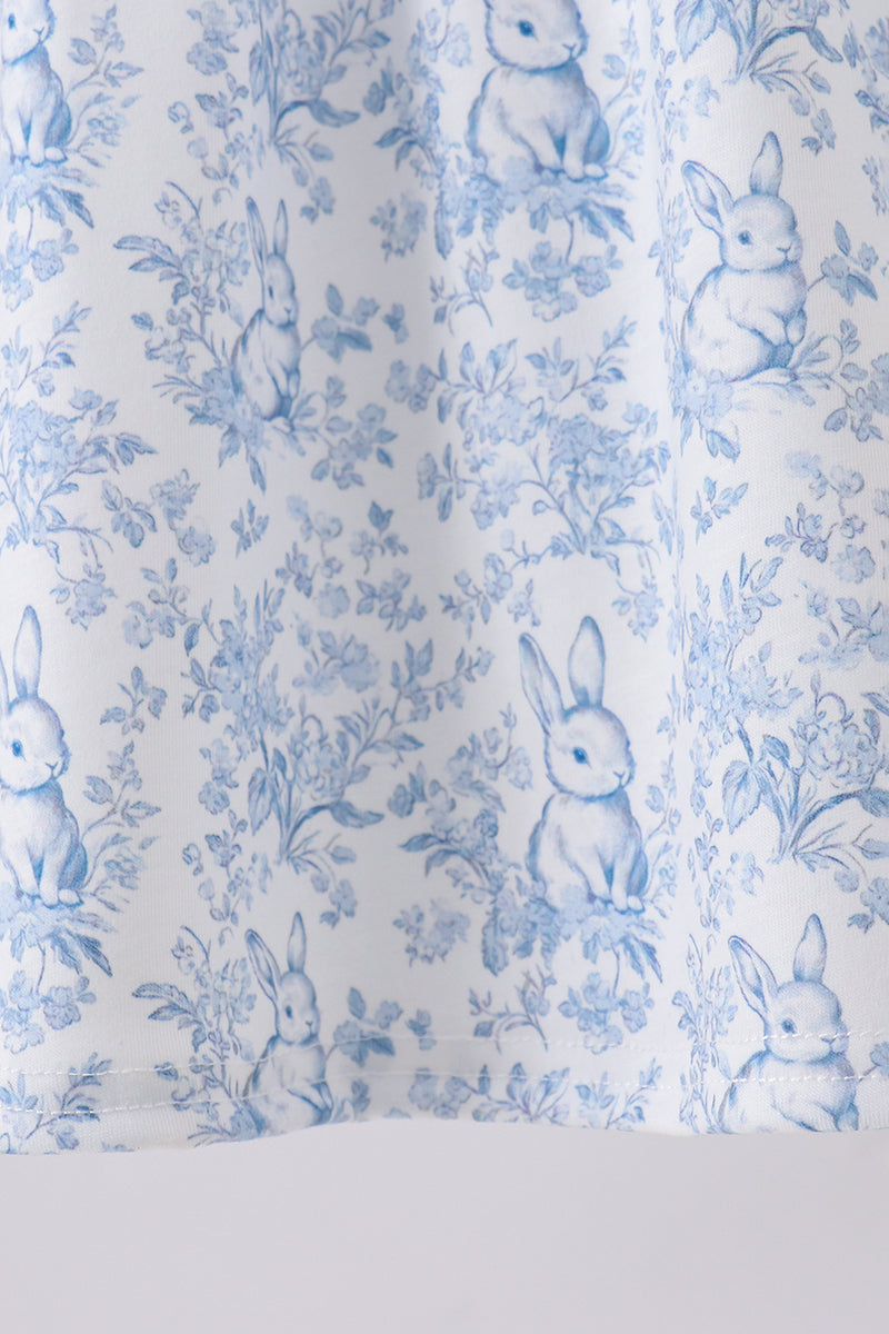 Navy bunny embroidery floral peter pan collar dress