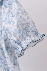 Navy bunny embroidery floral peter pan collar dress