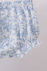 Navy bunny embroidery floral peter pan collar bloomer set