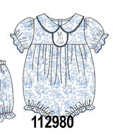 Navy bunny embroidery floral peter pan collar bubble