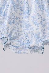 Navy bunny embroidery floral peter pan collar bubble