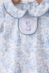 Navy bunny embroidery peter pan collar bloomer set