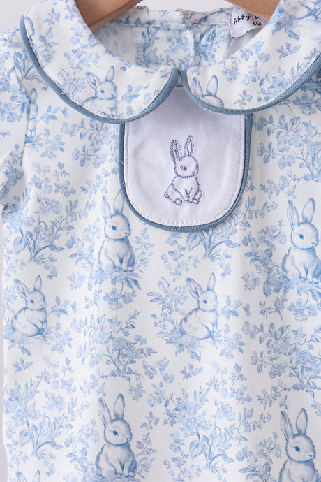 Navy bunny embroidery peter pan collar bloomer set