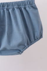 Navy bunny embroidery peter pan collar bloomer set