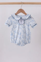 Navy bunny embroidery peter pan collar bubble