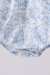 Navy bunny embroidery peter pan collar bubble