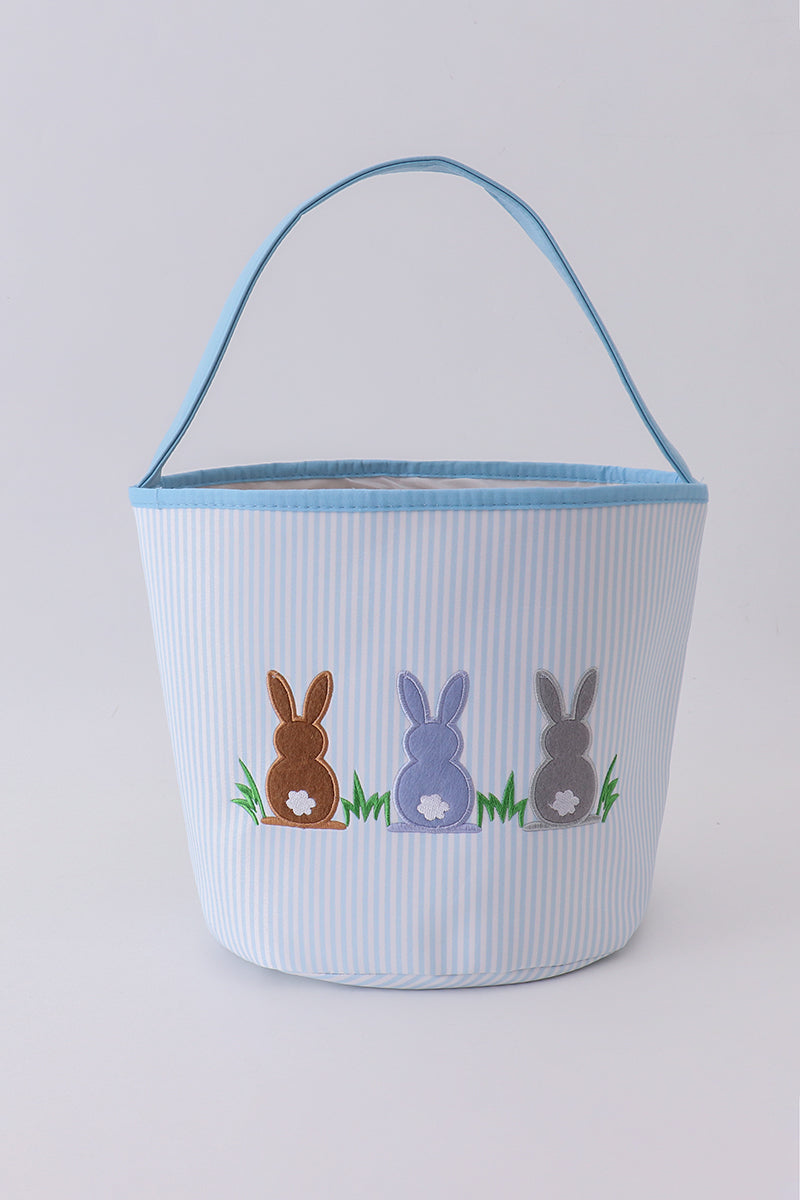 Blue stripe bunny basket