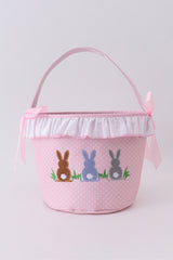 Pink bunny ruffle bow basket