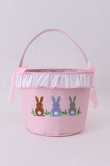 Pink bunny ruffle bow basket