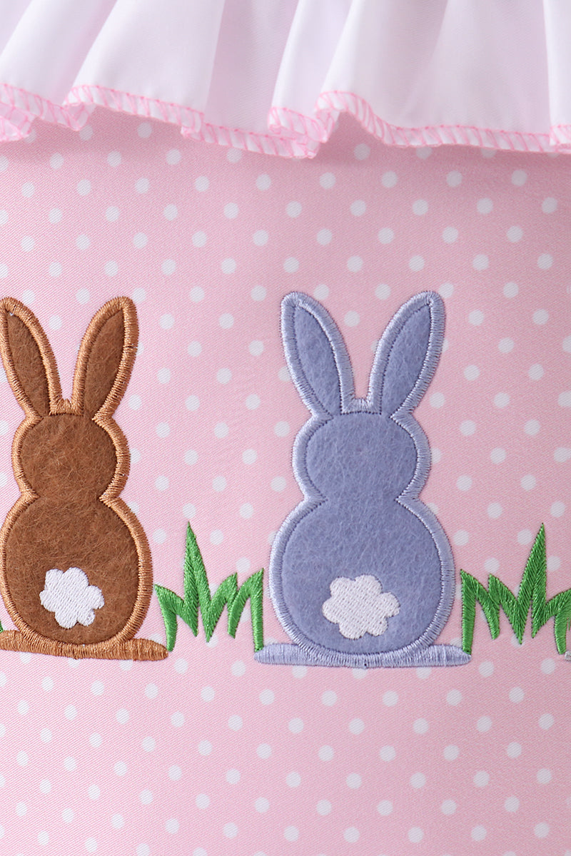 Pink bunny ruffle bow basket