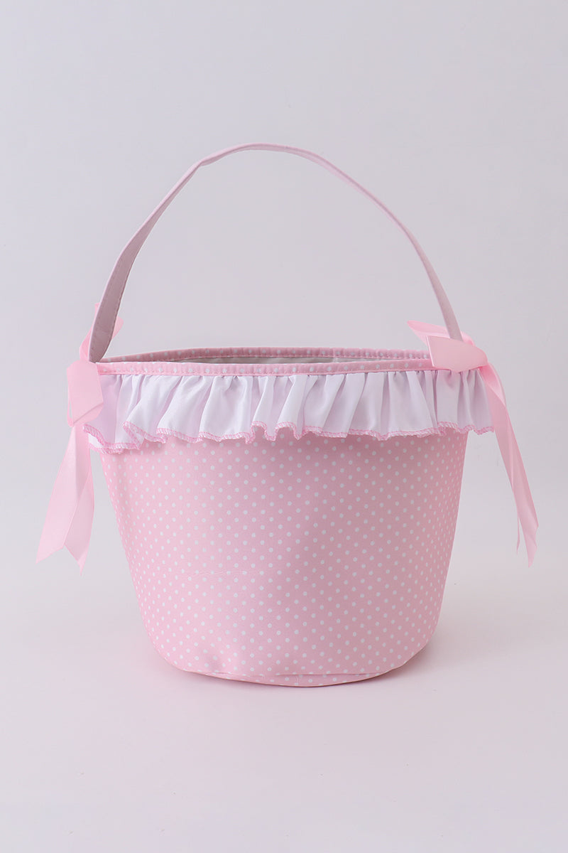 Pink bunny ruffle bow basket