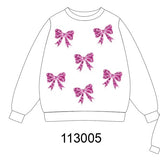 White bow sequin mom&me sweatshirt