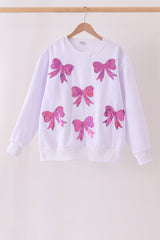 White bow sequin mom&me sweatshirt