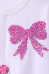 White bow sequin mom&me sweatshirt