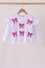 White bow sequin mom&me sweatshirt