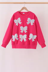 Magenta bow sequin mom&me sweatshirt