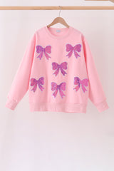 Pink bow sequin mom&me sweatshirt