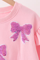 Pink bow sequin mom&me sweatshirt