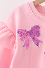 Pink bow sequin mom&me sweatshirt