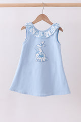 Blue bunny applique ruffle dress