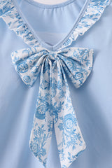 Blue bunny applique ruffle dress