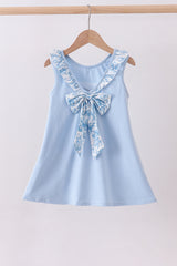 Blue bunny applique ruffle dress