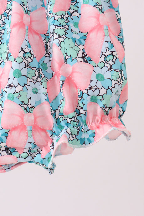 Pink floral mommy's girl embroidery ruffle bubble