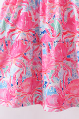 Pink floral smocked ruffle mom&me tiered dress