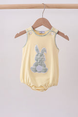 Yellow plaid bunny applique bubble