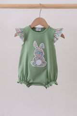 Sage bunny applique ruffle bubble