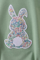 Sage bunny applique ruffle bubble