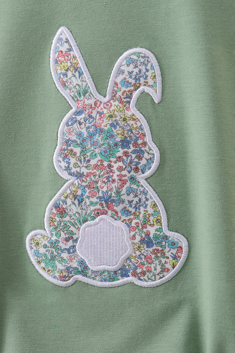 Sage bunny applique ruffle bubble