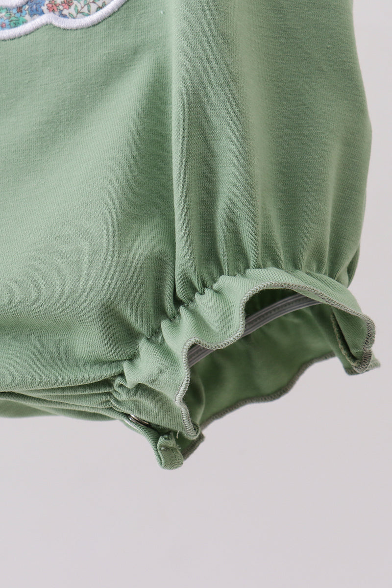 Sage bunny applique ruffle bubble