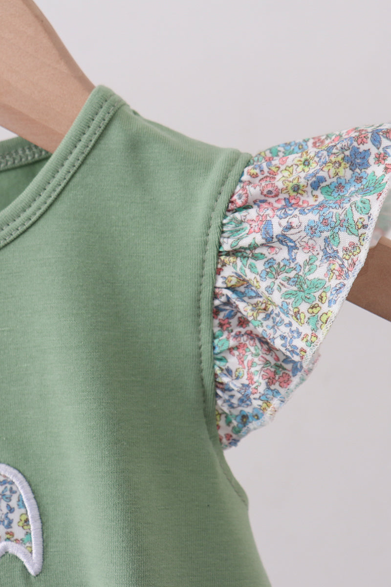 Sage bunny applique ruffle bubble