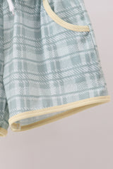 Yellow bunny applique plaid shorts set