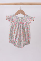 Floral bunny applique ruffle bubble