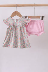 Floral bunny applique ruffle bloomer set