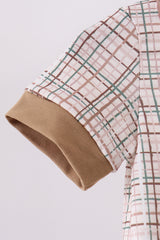 Brown bunny applique plaid romper