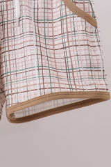 Brown plaid bunny applique shorts set