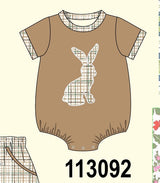 Brown plaid bunny applique bubble