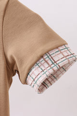 Brown plaid bunny applique bubble