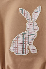 Brown plaid bunny applique bubble