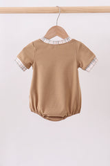 Brown plaid bunny applique bubble