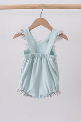 Blue floral bunny applique ruffle bubble